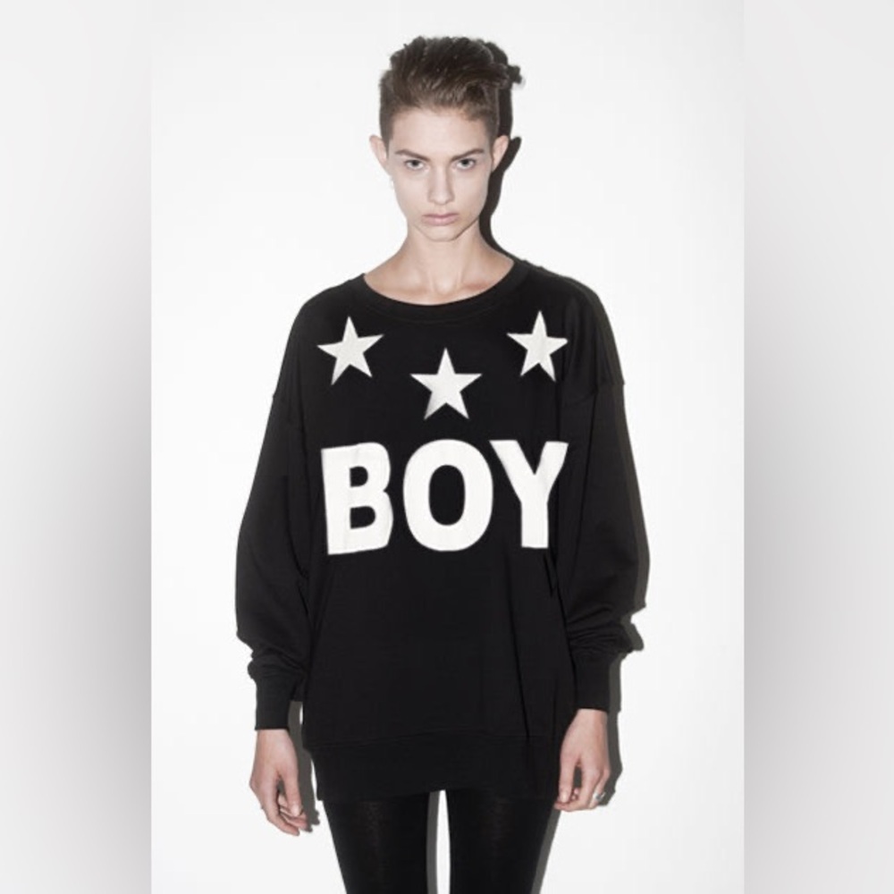 Boy London Black French Terry Cotton Tri Star Sweatshirt And Jogger Set Size M